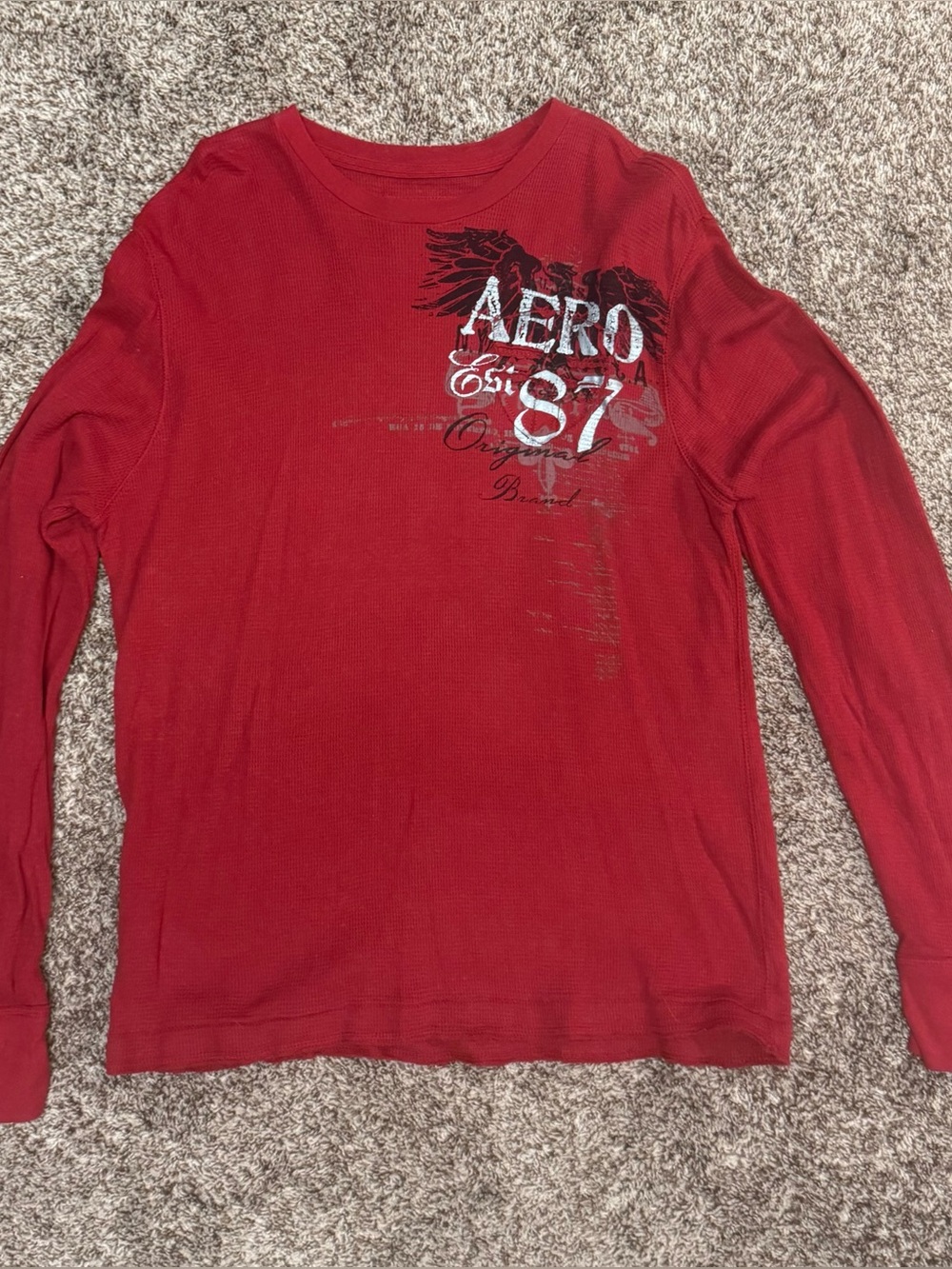 Aeropostale 87 Men's Long-Sleeve Red Graphic Shirt